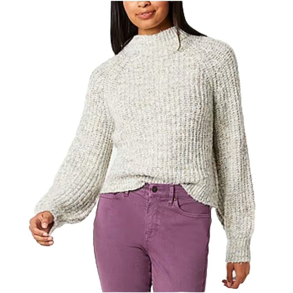 NWT A.N.A Buttery Soft Acrylic Mock Neck Sweater Bishop Sleeves Women’s Small